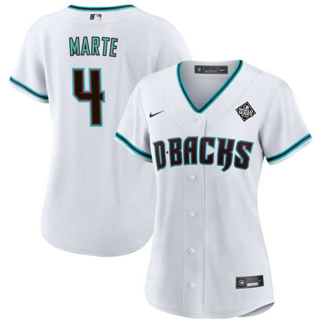 Womens Arizona Diamondbacks #4 Ketel Marte White 2023 World Series Stitched Jersey(Run Small) Dzhi